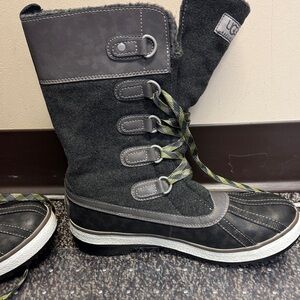 UGG Gray and Black Boots with Lace-Up